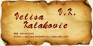 Veliša Kalaković vizit kartica